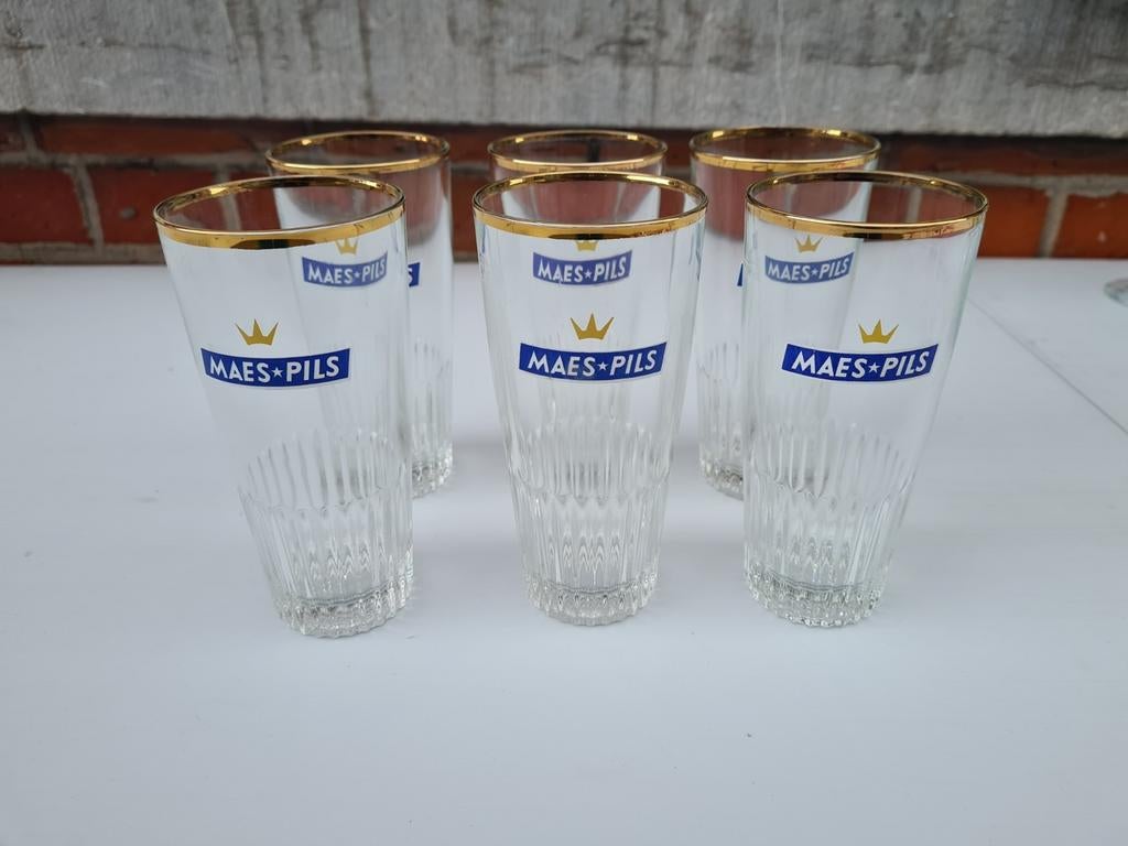 6 Maes Pils glazen, Verzamelen, Biermerken, Ophalen of Verzenden, Gebruikt, Glas of Glazen, Overige merken