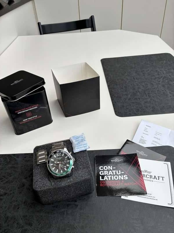 Uurwerk rotorcraft Fierce RC4602 met stopwatch., Overige merken, Staal, Staal, Polshorloge