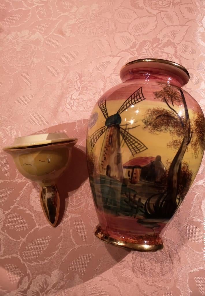 Brocante vaas, Belgisch uit Jemappes, Antiek en Kunst, Antiek | Vazen, Ophalen of Verzenden
