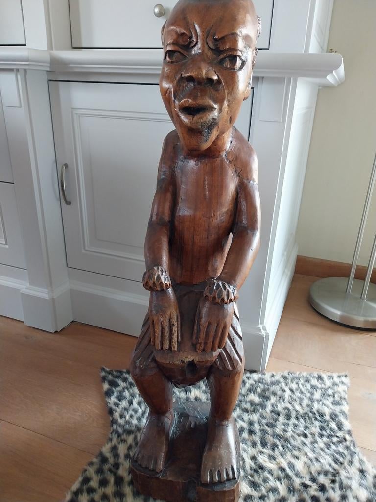 Kongolees houten beeld, Ophalen, Beeld, Hout, Bruin