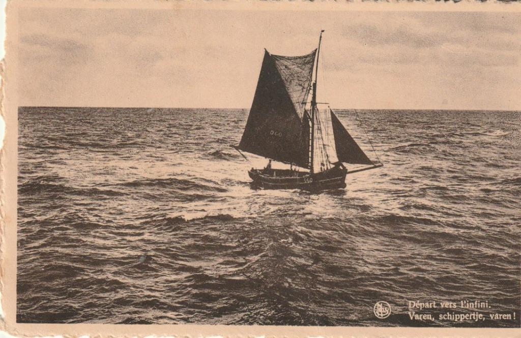 BLANKENBERGE   DEPART VERS L'INFINI   BATEAU    CARTE POSTAL, Enlèvement ou Envoi, 1940 à 1960, Affranchie, Flandre Occidentale