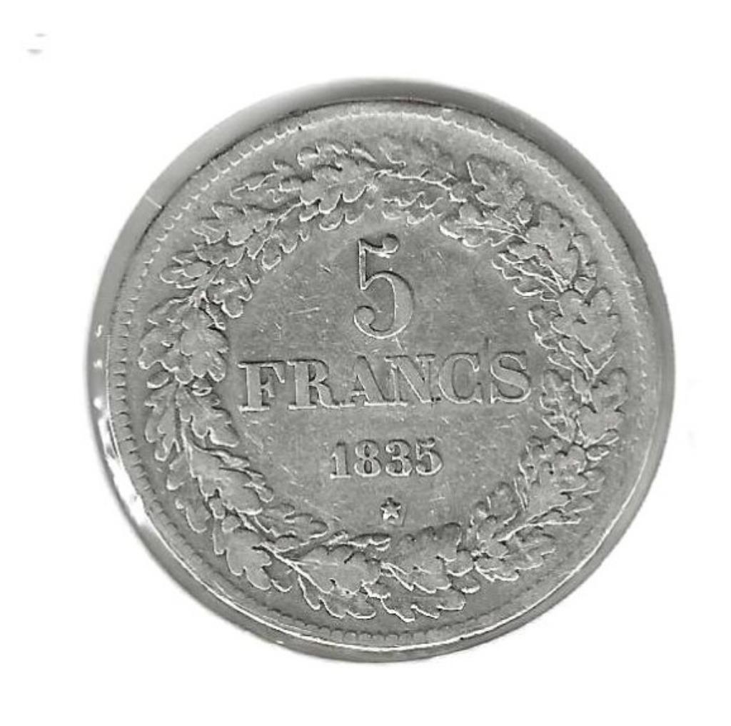 Belgique, 5 Francs 1835, pos.A., Enlèvement ou Envoi, Argent, Monnaie en vrac, Argent