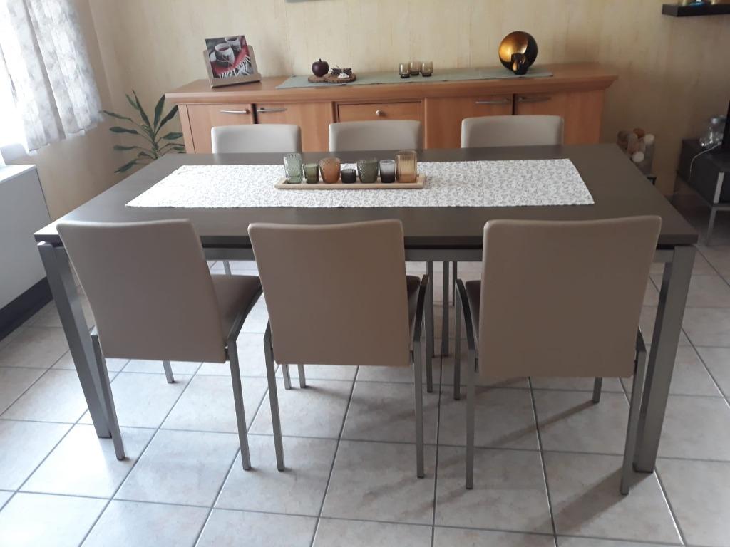 tafel en stoelen, Huis en Inrichting, Ophalen, 50 tot 100 cm, Zo goed als nieuw, Vijf personen of meer