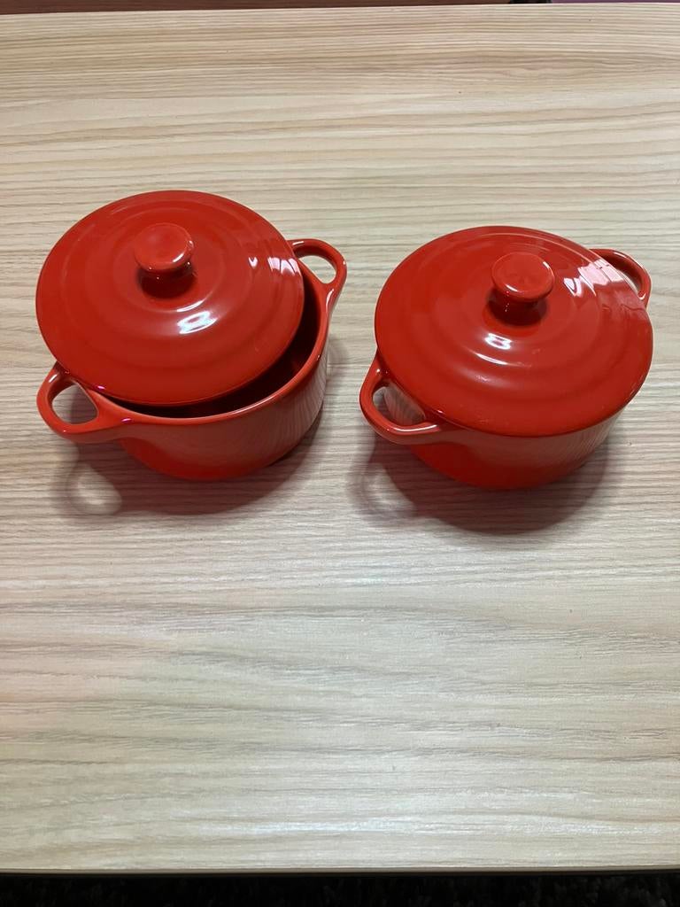 2 mini ovenschoteljes in keramiek, Huis en Inrichting, Ophalen, Zo goed als nieuw