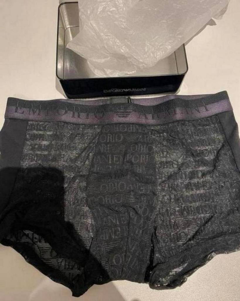 Emporio Armani Logo Mesh Boxer, Verzenden, Zwart, Boxer