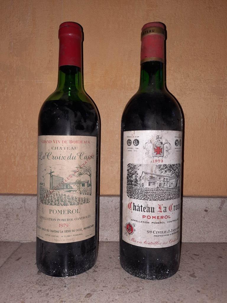 Château La Croix 1973 + La Croix Du Casse 1979 - Pomerol, Verzamelen, Frankrijk, Ophalen of Verzenden, Zo goed als nieuw, Rode wijn