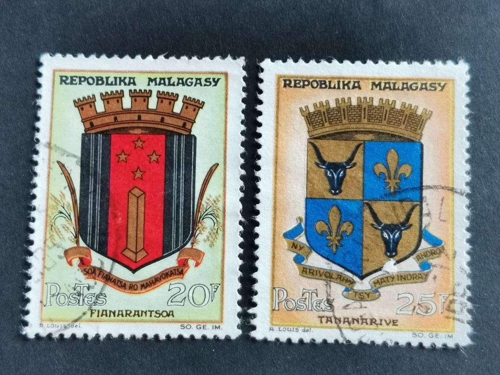 Madagascar 1963 - wapenschilden, Postzegels en Munten, Postzegels | Afrika, Ophalen of Verzenden, Overige landen, Gestempeld