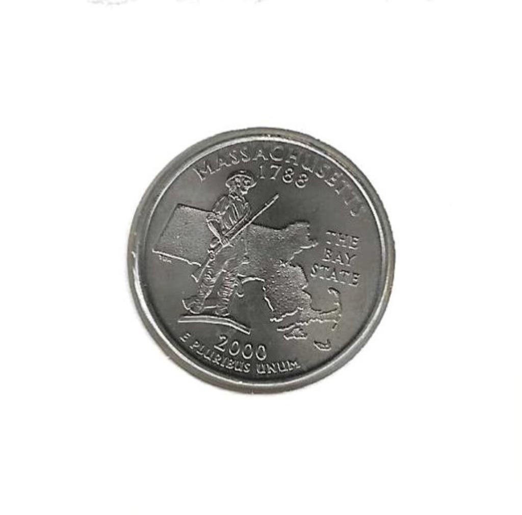 USA, 1 Quarter Dollar 2000 P, Massachusetts., Enlèvement ou Envoi, Amérique du Nord, Monnaie en vrac