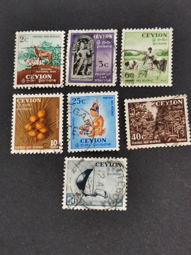 Ceylan 1954 - faune, bouddhisme, récolte du riz, fresque, Enlèvement ou Envoi, Affranchi, Asie du Sud