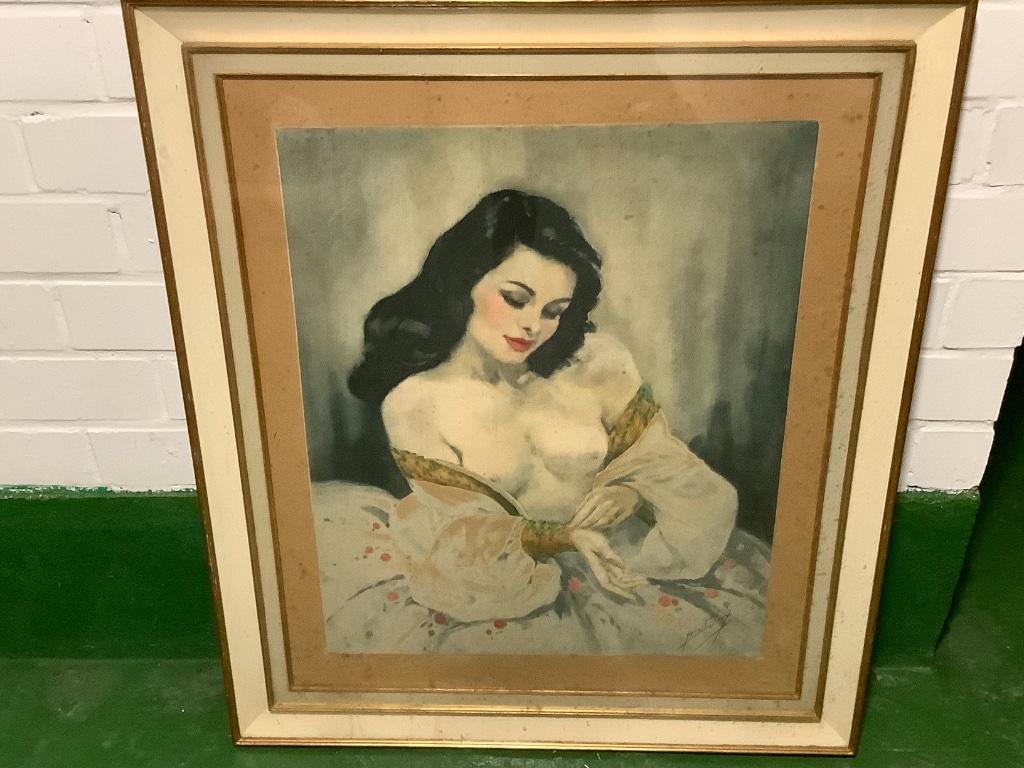 Lithografie"'Yves Die" art deco (1940) (86x71 cm), Antiek en Kunst, Ophalen