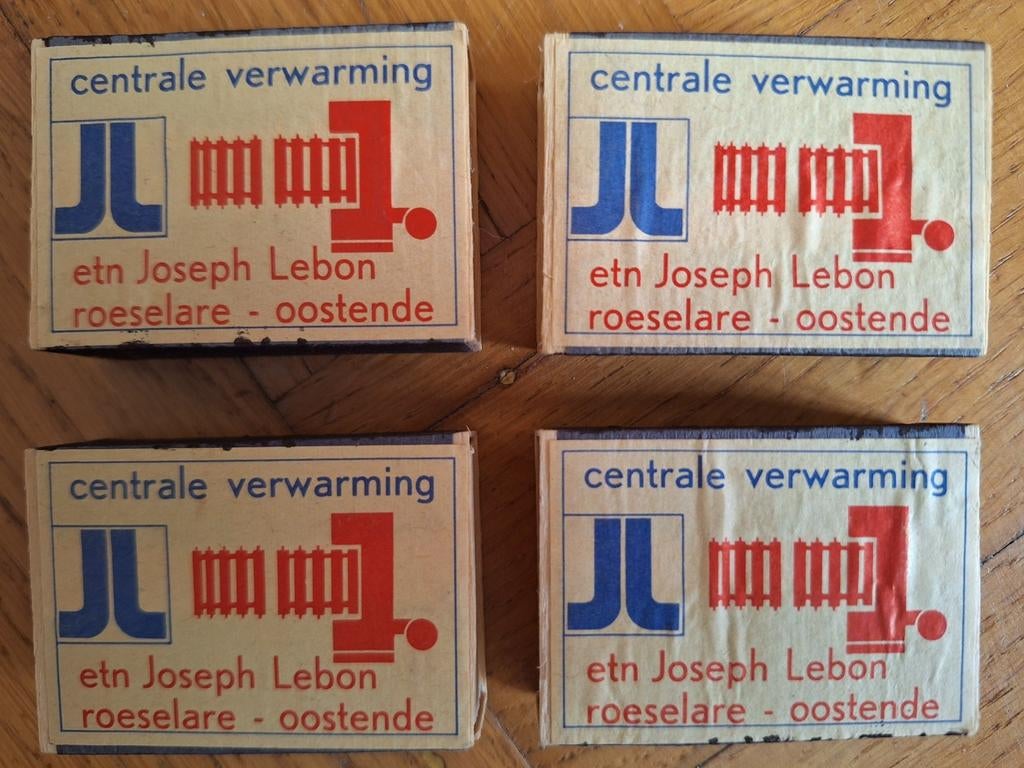 4x oude houten luciferdoosjes Lebon Roeselare Oostende, Ophalen of Verzenden