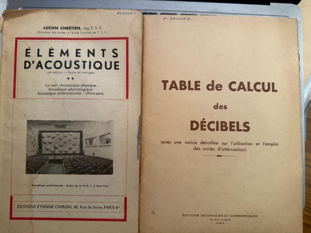Eléments d'acoustique, Chrétien + Table de calcul décibels, Livres, Envoi
