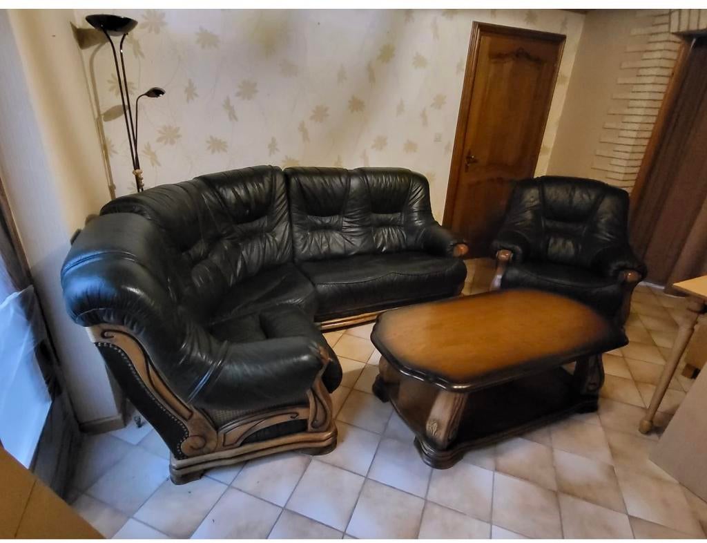 Salon en cuir, Enlèvement, Utilisé, Cuir