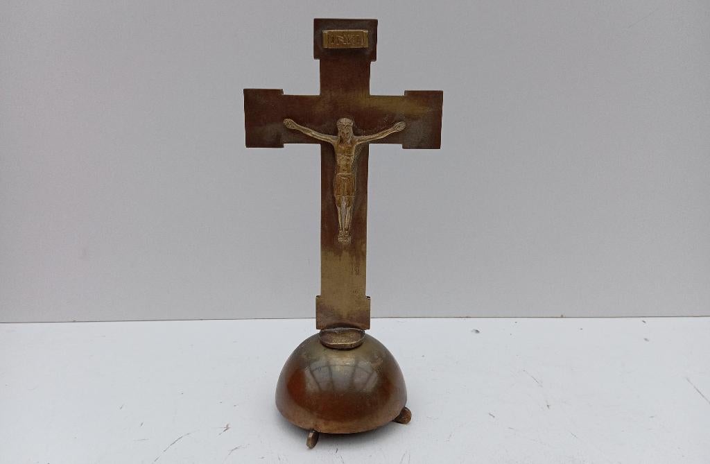 brons kruisbeeld CHRISTUS beeld E. HOFFER, Ophalen of Verzenden