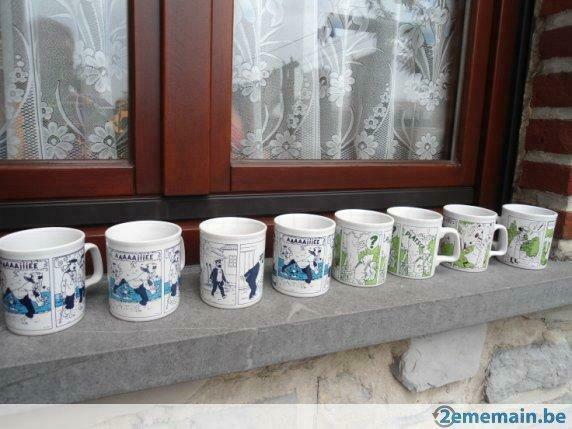 Très Très Beau Lot de 8 Anciennes Tasses Tintin offertes, Neuf