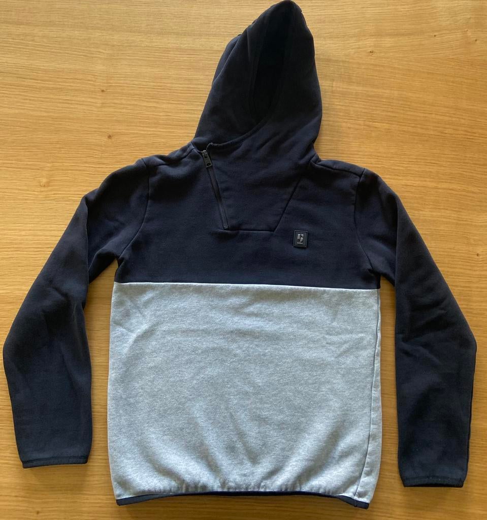 Sweat gris et noir à capuche avec col montant - 14 ans - 17€, Comme neuf, Garcia, Garçon