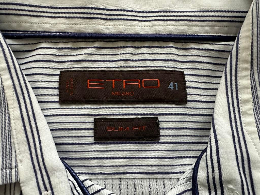 Exclusief kostuumhemd Etro in perfecte staat, Wit, Ophalen of Verzenden, Zo goed als nieuw, Halswijdte 41/42 (L)