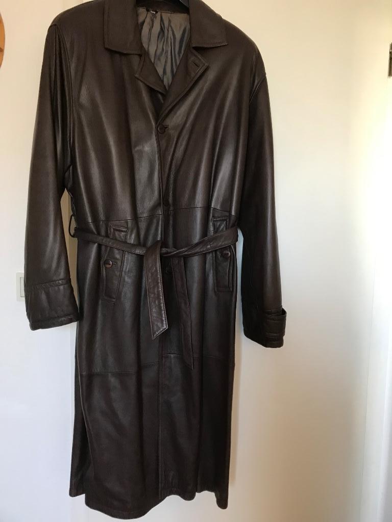 Manteau isolé brun en cuir t.54-56 boutique Pelsland, Ophalen, Bruin, Pelsland, Overige maten