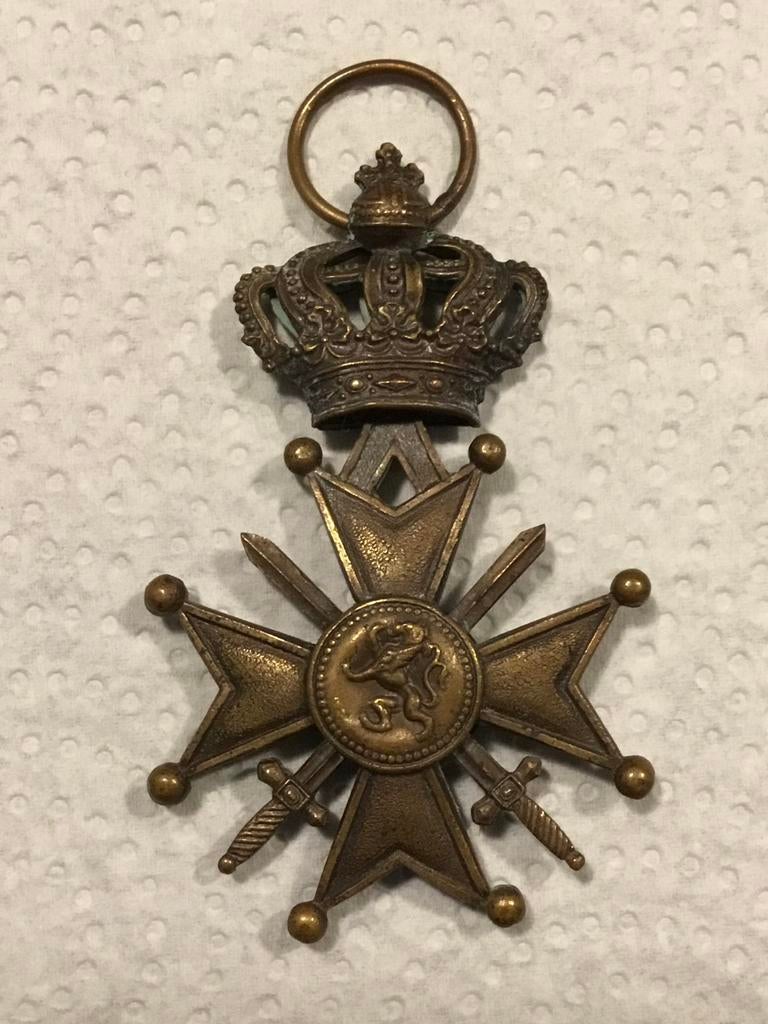 Belgische militaire medaille oorlogskruis 1914-1918, Ophalen of Verzenden, Brons