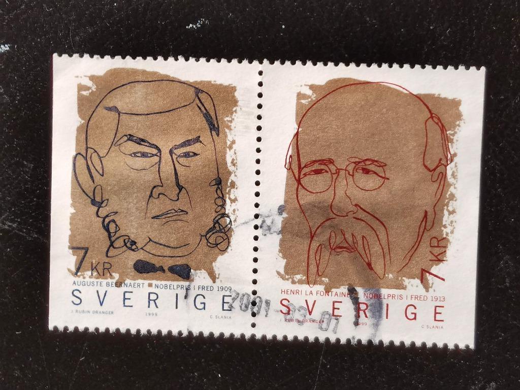 Zweden 1999 - Nobelprijswinnaars - samenhangend paar, Ophalen of Verzenden, Zweden, Gestempeld