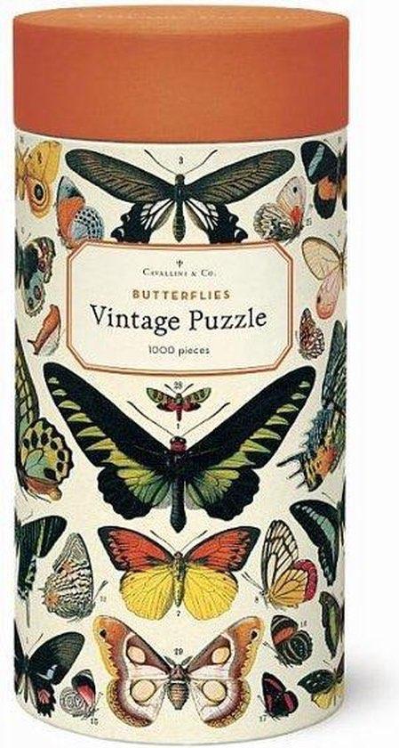 Puzzle vintage Cavallini & Co - Papillons - 1000 pièces, Enlèvement ou Envoi, 500 à 1500 pièces, Comme neuf, Puzzle