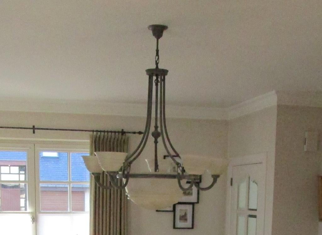 Grote kroonluchter + 2 plafond + 1 muur lamp, Ophalen, Nieuw, Glas