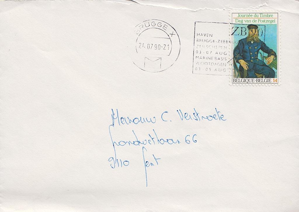 1990 - BELGIË - Cover + Dag van de Postzegel [Y&T 2365], Postzegels en Munten, Met envelop, Verzenden, Gestempeld, Gestempeld