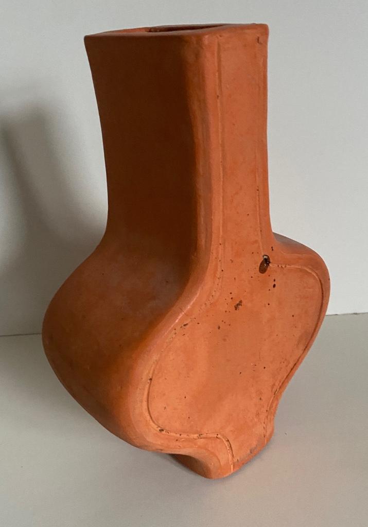 Vase décoratif en terre cuite, de couleur terracotta, Enlèvement