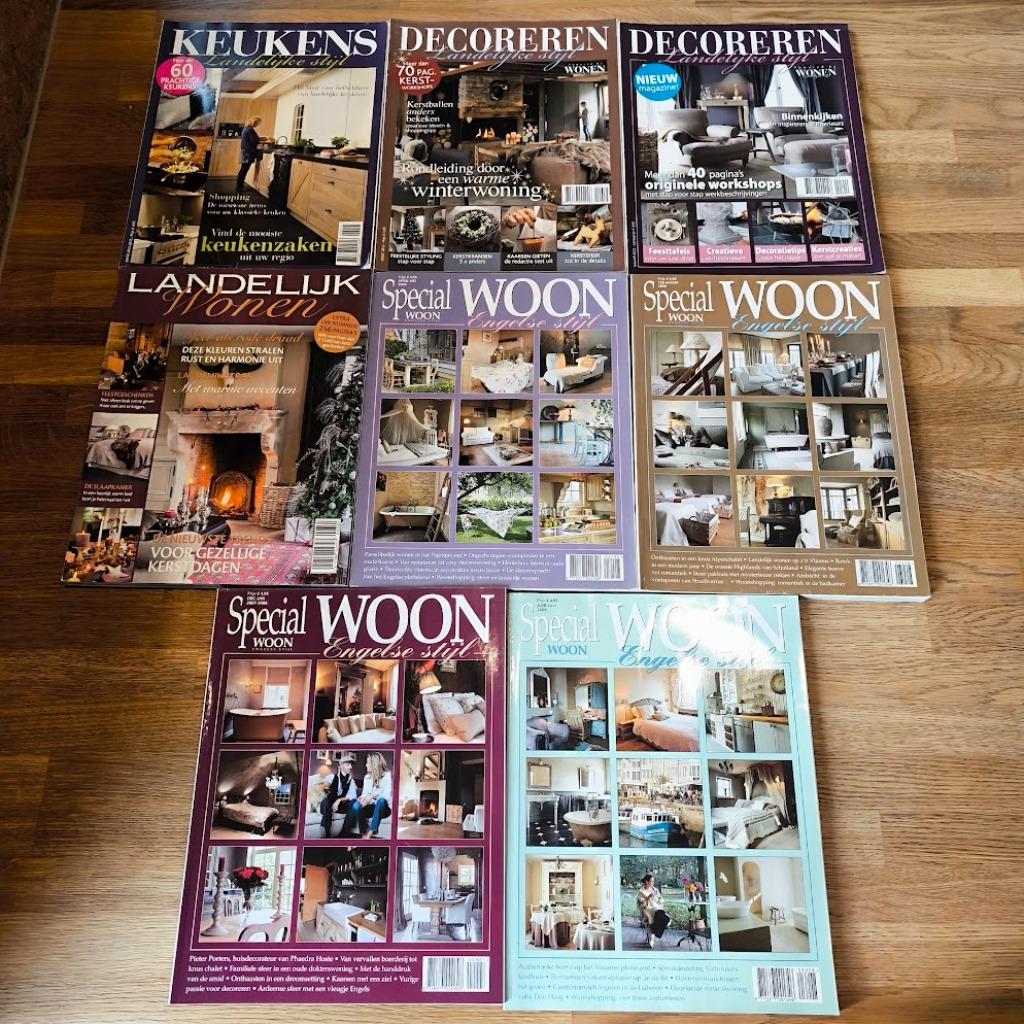 8 tijdschriften oa: keukens landelijke stijl, woon Engelse s, Boeken, Ophalen of Verzenden