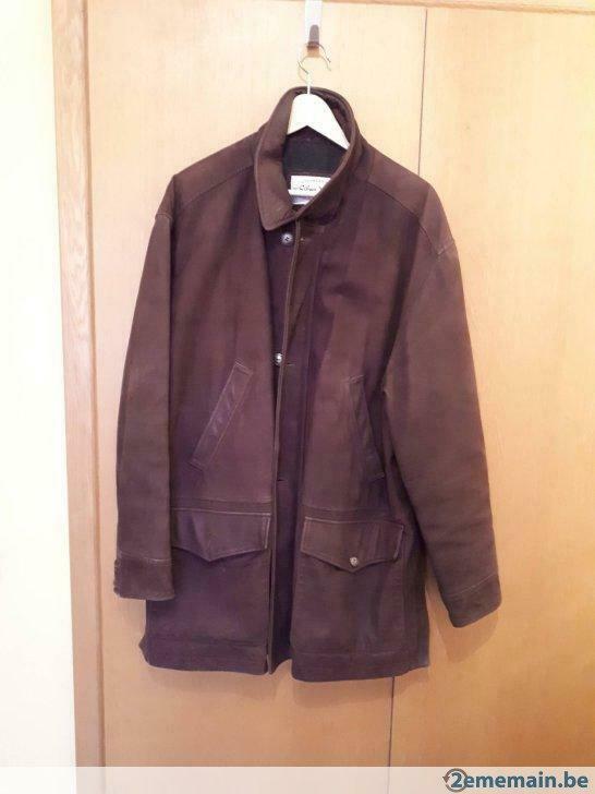 VESTE "Kaban" 100% Cuir Veau - doublure lainage-Taille 58, Enlèvement, Porté, Taille 56/58 (XL), Brun