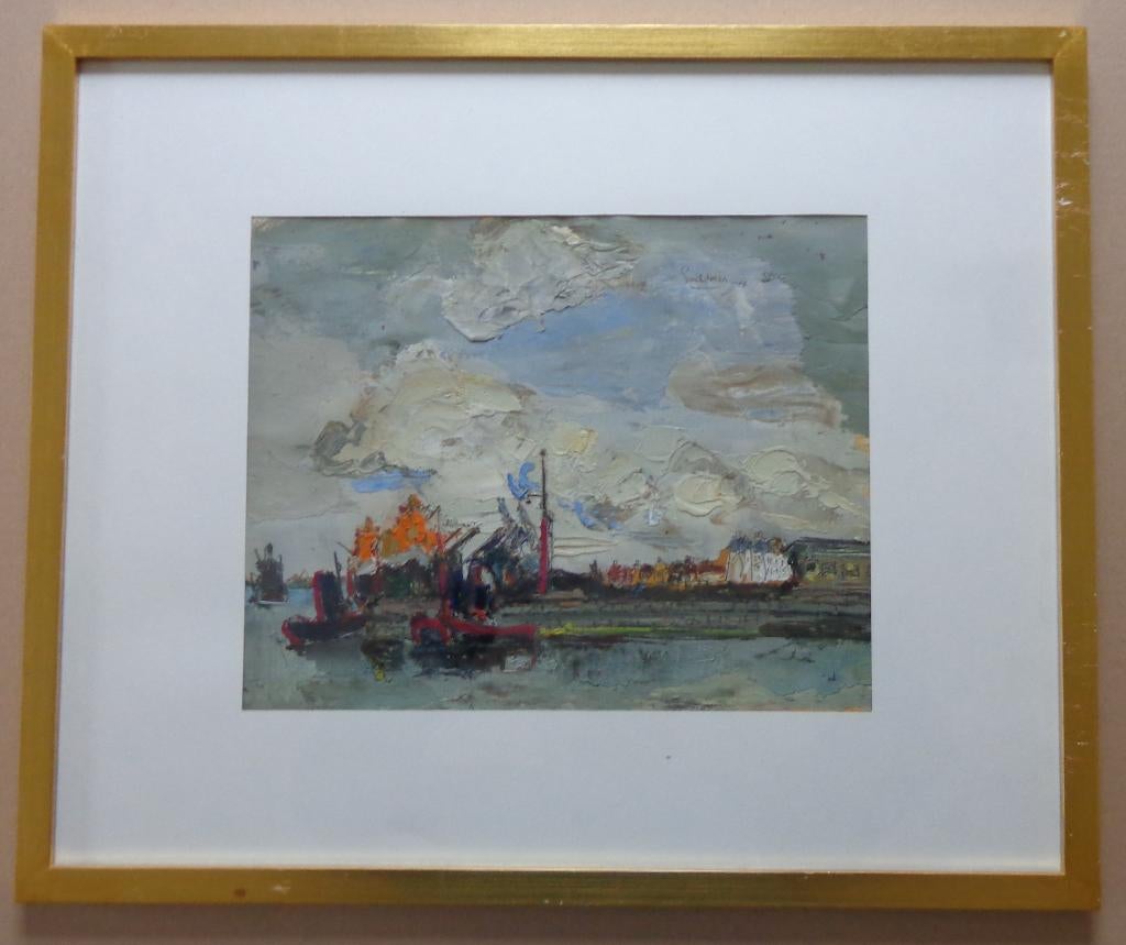JACK GODDERIS / BOTEN IN HAVEN / OLIEVERF / 48x58cm KADER, Enlèvement ou Envoi