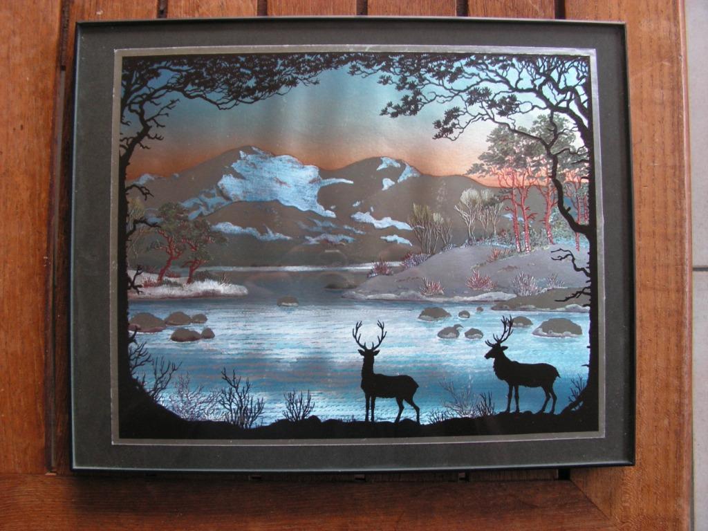 Magnifique cadre holographique avec 2 cerfs., Enlèvement ou Envoi