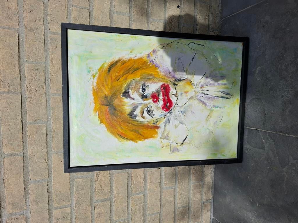 Clown geschilderd  op doek., Enlèvement
