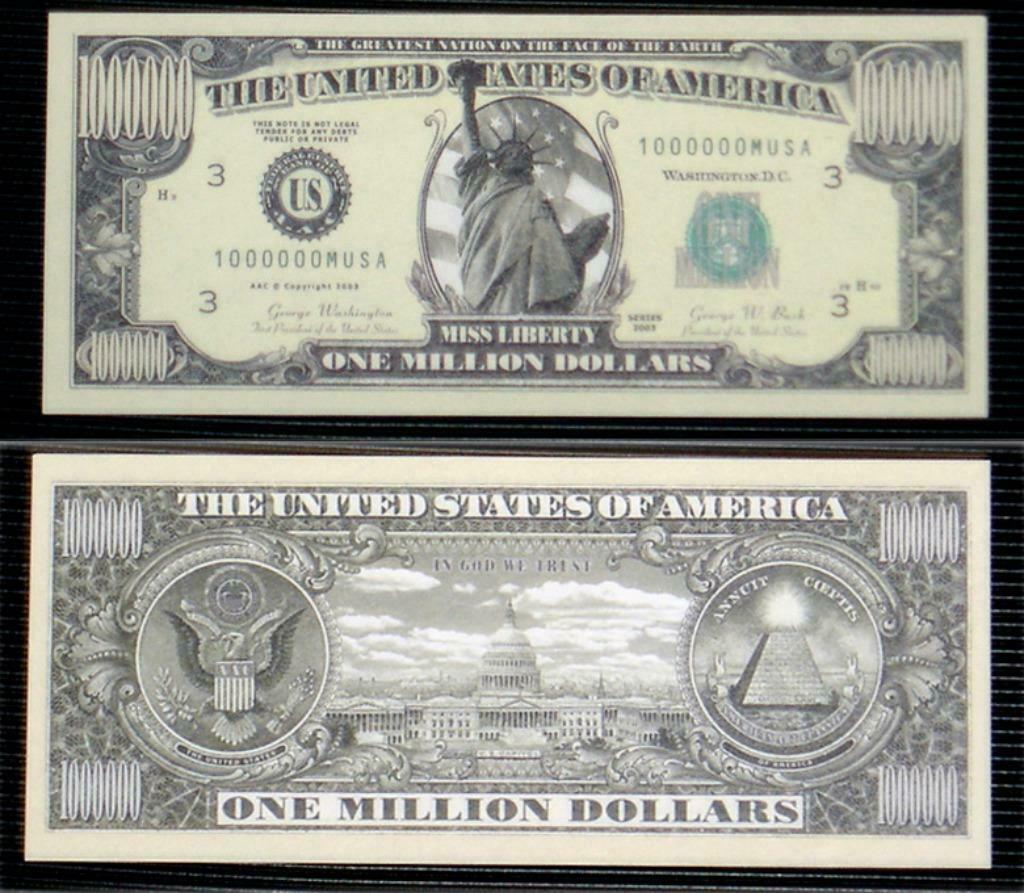 USA 1 Million Dollar Bankbiljet 'Miss Liberty' - UNC - Crisp, Verzenden, Noord-Amerika, Los biljet