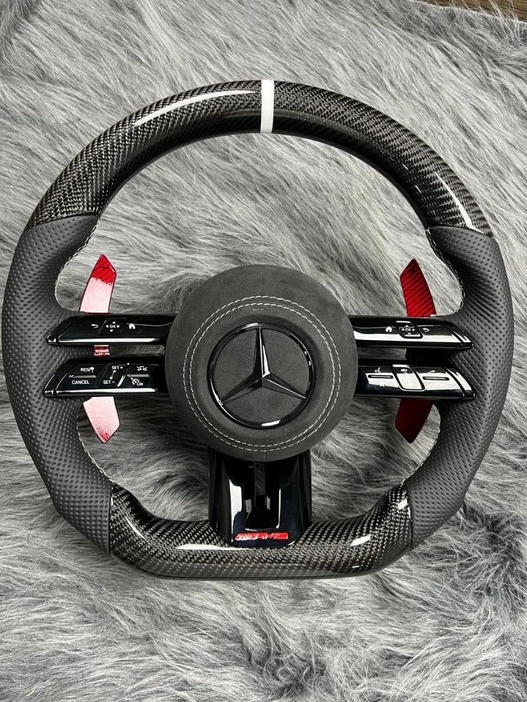 Mercedes carbon alcantara stuur compleet wit upgrade AMG, Ophalen of Verzenden, Nieuw, Mercedes-Benz