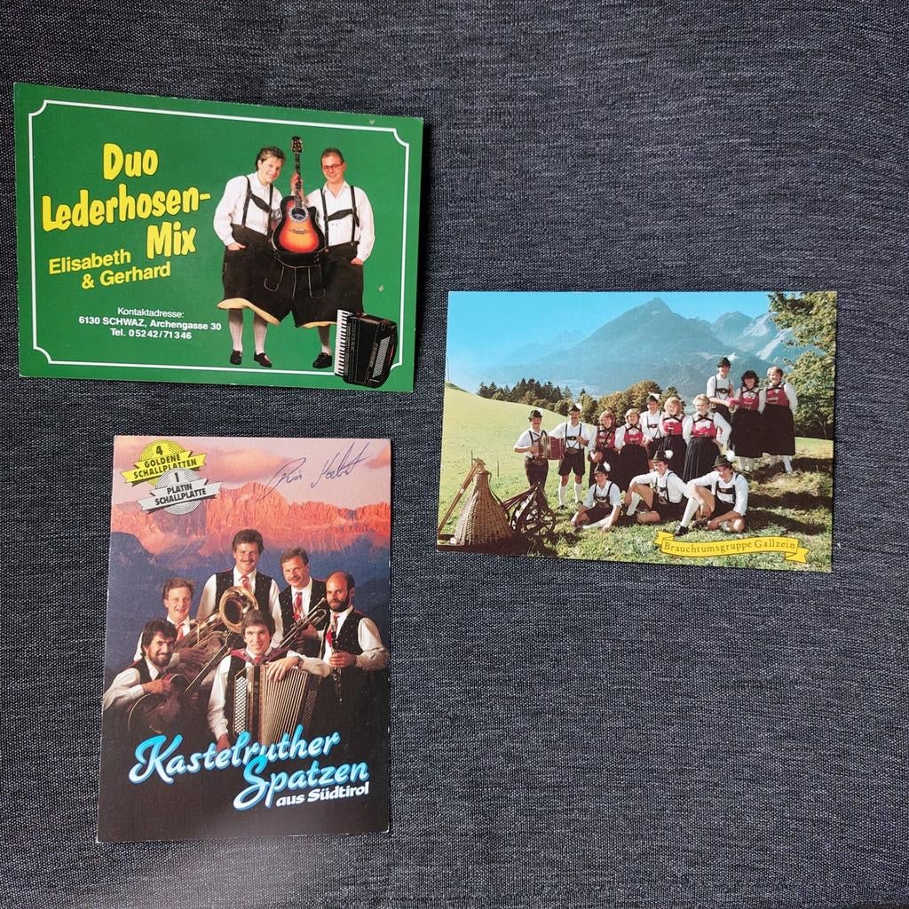 3 postkaarten : muziekgroepen uit Tirol