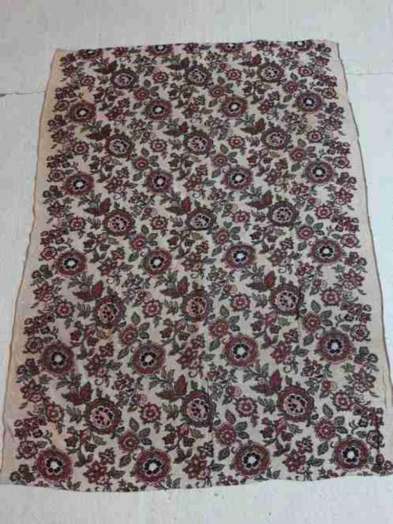 Tapis de séjour Grand Foulard à fleurs crème 175/130 cm, Enlèvement ou Envoi, Utilisé