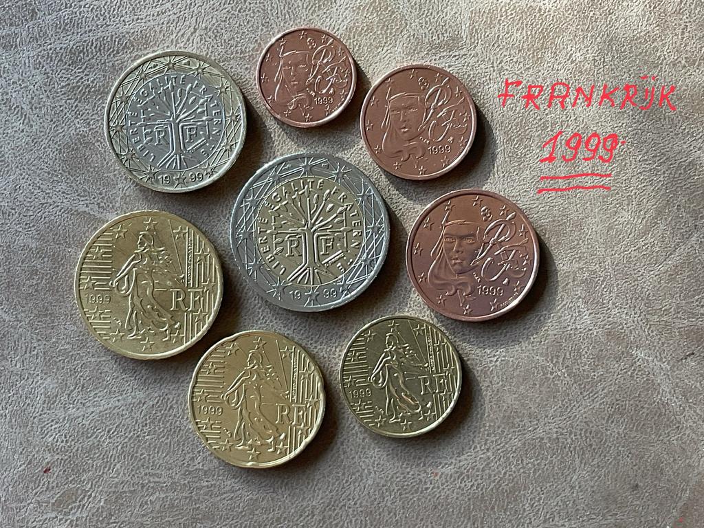 EUROMUNTEN FRANKRIJK 1999 v 1ct tem 2€ mooie staat, Postzegels en Munten, Munten | Europa | Euromunten, Ophalen of Verzenden, Frankrijk