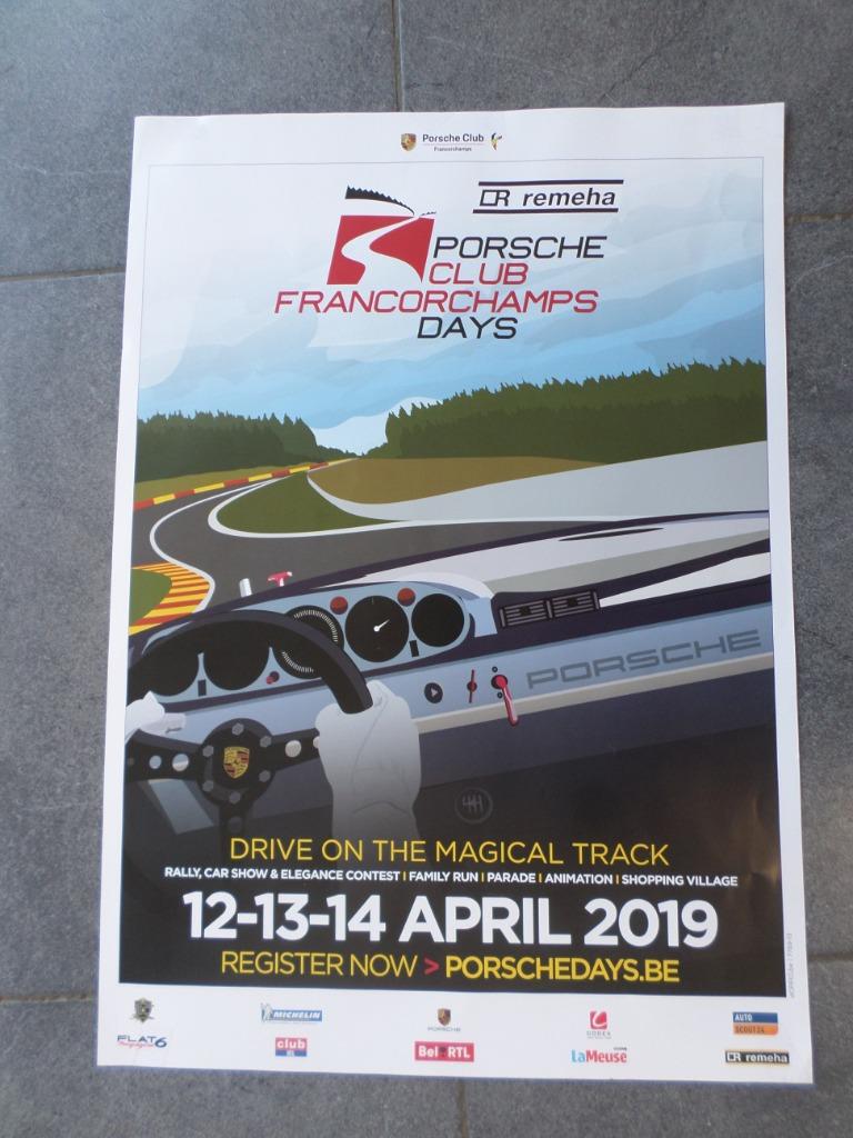 Porsche Days - Spa Francorchamps - affiche 2019, Verzamelen, Ophalen of Verzenden, Sport, A1 t/m A3, Rechthoekig Staand