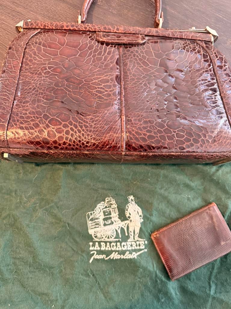 Vintage La Bagagerie Paris handtas croco leder, Ophalen, Zo goed als nieuw, Handtas