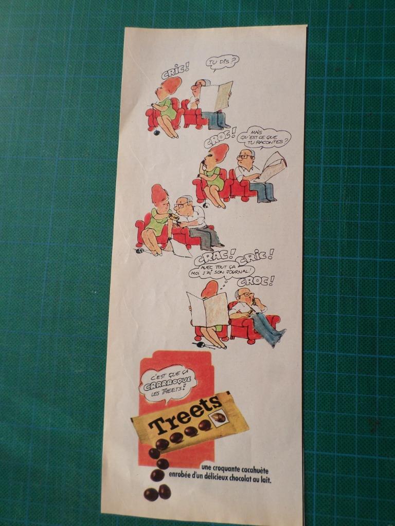 Treets confiserie - 3 publicités papier - 1973, Ophalen of Verzenden, Gebruikt, Overige typen