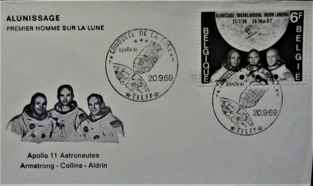 FIRST DAY COVER- THEMA RUIMTEVAART- MAANLANGING APOLLO 11, Met stempel, Ruimtevaart, Ophalen of Verzenden, Gestempeld