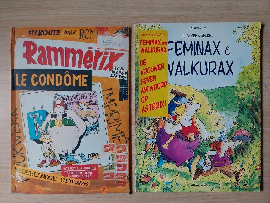 2 strips Asterix parodie, Boeken, Meerdere stripboeken, Ophalen of Verzenden, Gelezen