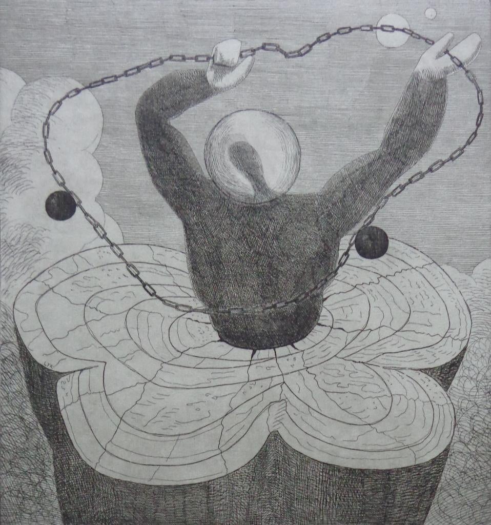 CLAUDE LYR / L' ATOME LIBERE / ZW-W ETS / 53x38cm / SIG, Antiquités & Art, Art | Lithographies & Sérigraphies, Enlèvement ou Envoi