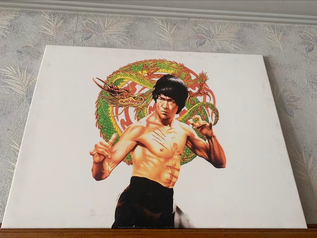 Bruce Lee canvas, Verzamelen, Gebruikt, Deurposter of groter, Rechthoekig Liggend, Ophalen of Verzenden