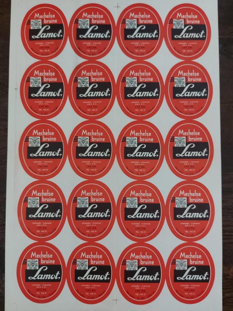 brouwerij etiketten Lamot Mechelse Bruine, Ophalen of Verzenden, Zo goed als nieuw, Reclamebord, Plaat of Schild, Overige merken
