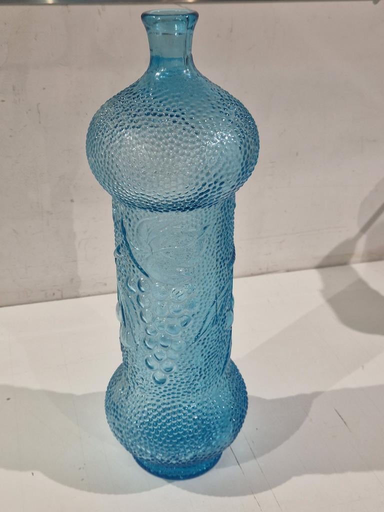 licht blauwe Mid-Century Empoli Glas Genie Decanter , 42 cm, Ophalen of Verzenden