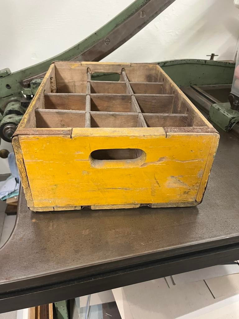 Caisse vintage en bois Coca-Cola - jaune, Collections, Enlèvement ou Envoi, Utilisé