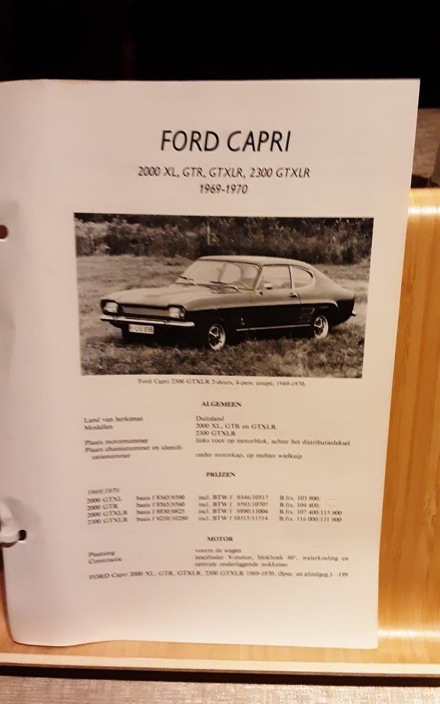 Ford capri technische fiche, Livres, Enlèvement ou Envoi, Comme neuf, Ford