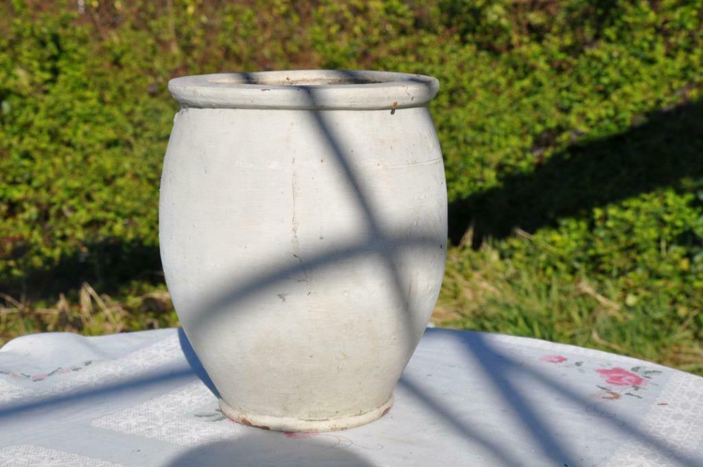 §  pot en terre cuite peint blanc 24 cm, Enlèvement ou Envoi, Moins de 25 cm, Utilisé, Intérieur